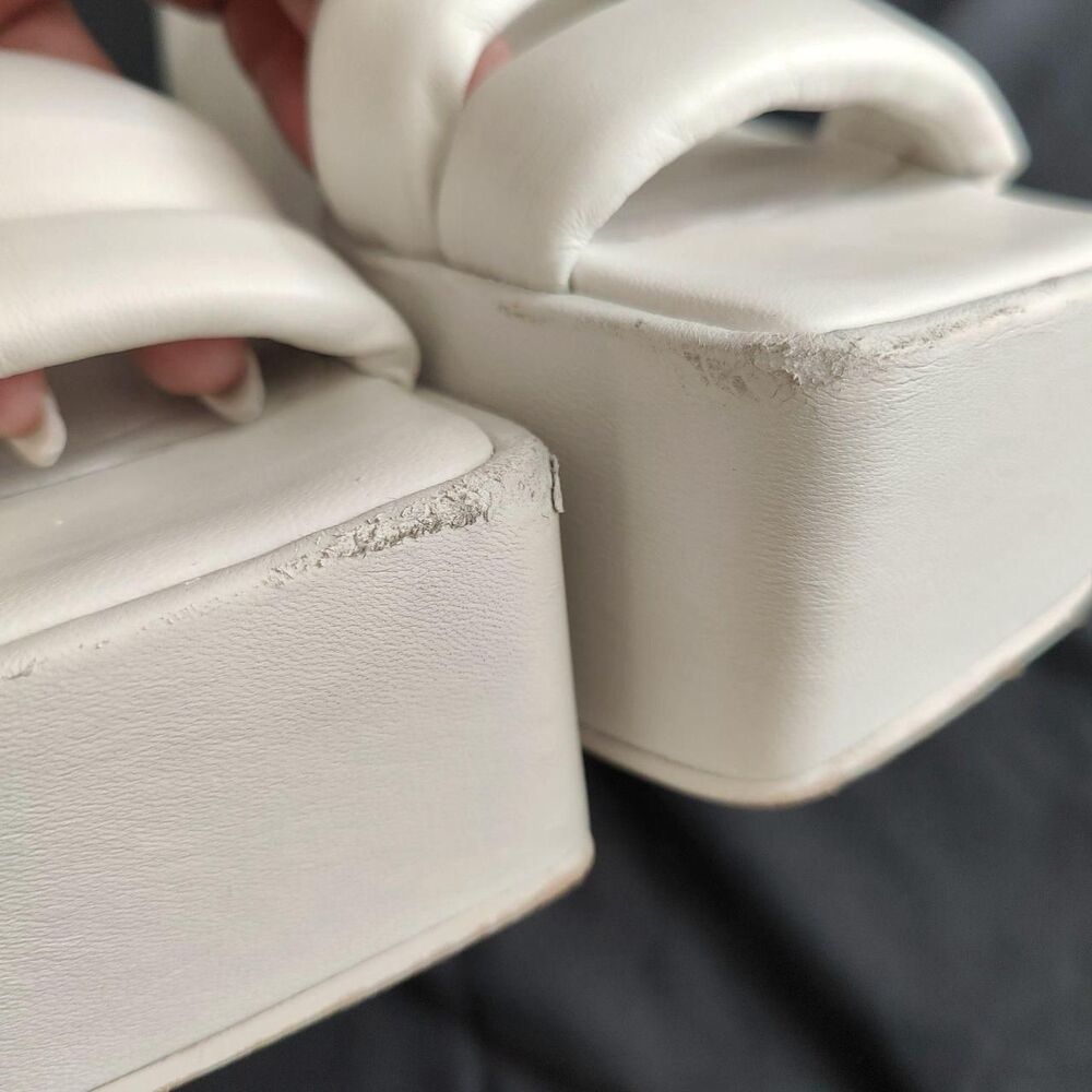 RARE ♡ Naked Wolfe ♡ Jingle Platform Strappy Sandal Heels in White - Picture 7 of 8